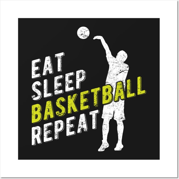 Eat Sleep Basketball Repeat Wall Art by themerchnetwork